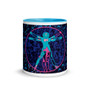 buy near you collectible 11 oz Leonardo da Vinci neoclassical pop art vitruvian man pink blue mug on sale 