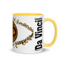  Leonardo da Vinci yellow  black neoclassical pop art Coffee Mugs with yellow trim and handle by Neoclassical Pop Art