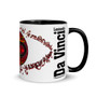 Leonardo da vinci  vitruvian man in an eye composed of da vinci signature. A cool mug by neoclassical pop art.com 