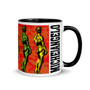 orange green yellow lilac Collectible Michelangelo David Neoclassical pop art mug by Neoclassical Pop Art
