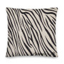 Square black-and-beige zebra print Louis-David throw pillow, front studio shot on white.