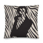 Premium pillow with pale-orange Jacques-Louis David portrait over a black-and-white zebra pattern