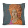 Orange, grey blue. pink Old Masters pillow art fashion and design