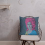 grey blue. pink Old Masters portrait  art print decorative pillow for sale  by Neoclassical Pop Art online designer art fashion and design brand  