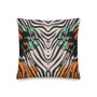 Leonardo da Vinci Grotesque -Square Throw Pillow orange, blue Black and White Zebra Décor by Neoclassical Pop Art