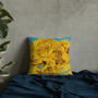 on sale Vincent Van Gogh Sunflowers Yellow and Light Blue decorative Pillows by Neoclassical Pop Art  online designer art fashion design brand shipping worldwide 