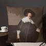 on sale Rembrandt portrait  brown, ochre and white Decorative Pillows by Neoclassical Pop Art  online art fashion and design brand 