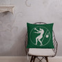 Medium parsley green decorative greek art throw Pillow by Neoclassical Pop Art designer online art fashion and design brand store