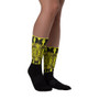 on sale Klimt fashionable  Yellow Black Bohemian Chic Socks by Neoclassical pop art online designer brand  store 