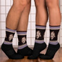 Buy online sasy Albert Einstein lilac brown Day Black foot socks for sale online by Neoclassical pop art online designer brand store 