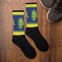 Buy online collectible Albert Einstein Green Yellow Blue Day Black foot socks for sale online by Neoclassical pop art designer online store 