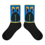 on sale Collectible Sandro Botticelli blue yellow black  trendy pop art man portrait socks by Neoclassical Pop Art online designer brand store 