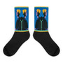 Collectible Sandro Botticelli blue yellow black  trendy pop art man portrait socks by Neoclassical Pop Art online designer brand store