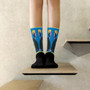 Collectible Sandro Botticelli blue yellow black the best  pop art man portrait socks by Neoclassical Pop Art online designer brand store