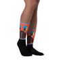 Collectible kawaii Sandro Botticelli blue orange black pop art man portrait socks by Neoclassical Pop Art online designer brand store