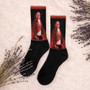 Collectible Goya red Black trendy art portrait socks by Neoclassical Pop Art online designer brand store