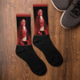Collectible Goya red Black trendy art portrait socks by Neoclassical Pop Art online designer brand store