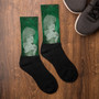 on sale Collectible Greuze child Portrait green  black kawaii  art socks by Neoclassical Pop Art online brand store 