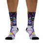 Collectible Leonardo da Vinci Vitruvian Man yellow pink lilac black yellow artist art socks by Neoclassical Pop Art online brand store