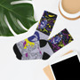 Collectible Leonardo da Vinci Vitruvian Man yellow pink lilac black yellow fashion art socks by Neoclassical Pop Art online brand store