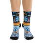 Leonardo da Vinci Vitruvian Man gray blue black yellow artist art socks