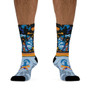 Collectible Leonardo da Vinci Vitruvian Man gray blue black yellow collector art socks by Neoclassical Pop Art online brand store