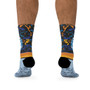 Collectible Leonardo da Vinci Vitruvian Man grey blue black yellow collectible art socks by Neoclassical Pop Art online brand store