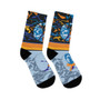 Collectible Leonardo da Vinci Vitruvian Man grey blue black yellow kawaii art socks by Neoclassical Pop Art online brand store
