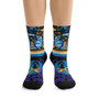 Leonardo da Vinci Vitruvian Man blue yellow orange purple black art socks