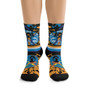 Leonardo da Vinci Vitruvian Man blue yellow black art socks