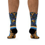 on sale cool Leonardo da Vinci Vitruvian Man artistic blue yellow black art socks by Neoclassical Pop Art online brand store 