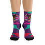 Leonardo da Vinci Vitruvian Man green pink purple yellow blue black art socks