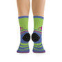 Collectible Leonardo da Vinci green pink lilac horse trendy art socks by Neoclassical Pop Art online brand store