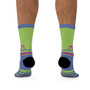 Collectible Leonardo da Vinci green pink lilac horse designer art socks by Neoclassical Pop Art online brand store
