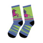 on sale Collectible Leonardo da Vinci green pink lilac horse fun art socks by Neoclassical Pop Art online brand store