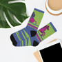 Collectible Leonardo da Vinci green pink lilac horse collectible art socks by Neoclassical Pop Art online brand store