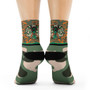 Leonardo da Vinci Vitruvian Man army green orange camouflage art socks
