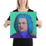 Johann Sebastian Bach Purple Blue Turquoise Baroque Pop Portrait Print on Canvas  by  Neoclassical pop art