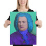 Johann Sebastian Bach Purple Blue Turquoise Baroque Pop Portrait Print on Canvas  by  Neoclassical pop art