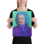 Johann Sebastian Bach Purple Blue Turquoise Baroque Pop Portrait Print on Canvas  by  Neoclassical pop art