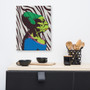 On Sale Da Vinci Blue Green Zebra Caricature Print on Canvas  by Neoclassical Pop Art