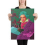 Purple Pink Turquoise Beethoven self portrait print on canvas by neoclassical pop art