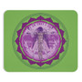 Purple-and-green Vitruvian Angel artwork on a black mousepad