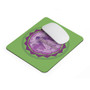 Lime green Da Vinci Vitruvian Angel mousepad with purple mandala graphic and white wireless mouse.