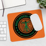 Da Vinci Vitruvian Man Orange Green Mousepad by Neoclassical Pop Art