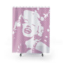 Marylin Monroe Portrait Pale Pink White Shower Curtains by Neoclassical Pop Art
