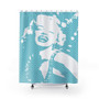Marylin Monroe Aqua Blue White Shower Curtains by Neoclassical Pop Art