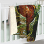 Velázquez Count-Duke Olivares Horse sherpa blanket draped on white crib with cream fleece reverse.