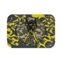 Da Vinci Yellow Gray Olive Green Vitruvian Space Man Bath Mat by Neoclassical Pop Art