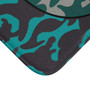 Da Vinci Vitrucvian Space Man  Turquoise Blue Yellow Gray Bath Mat by Neoclassical Pop Art